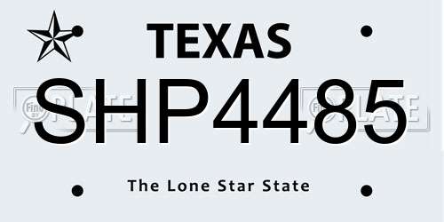 SHP4485 Texas License Plate