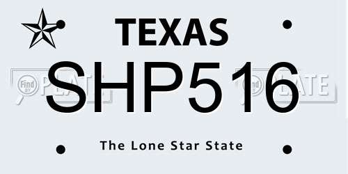 SHP516 Texas License Plate