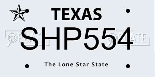 SHP554 Texas License Plate