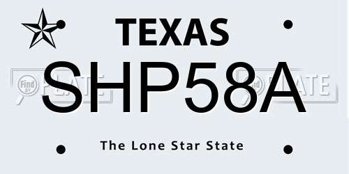 SHP58A Texas License Plate