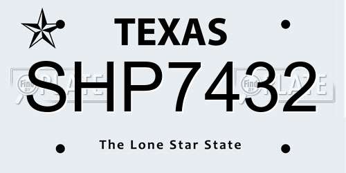 SHP7432 Texas License Plate