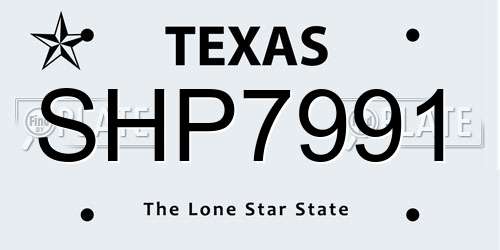 SHP7991 Texas License Plate