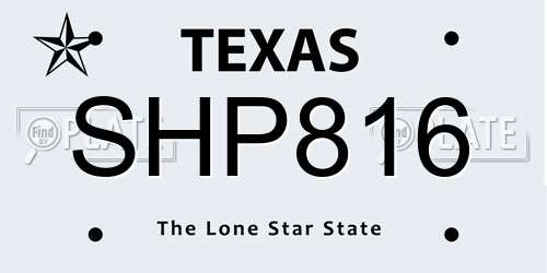 SHP816 Texas License Plate