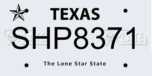 SHP8371 Texas License Plate