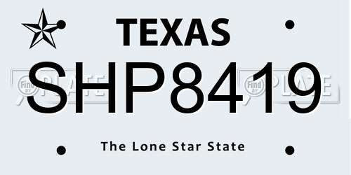 SHP8419 Texas License Plate