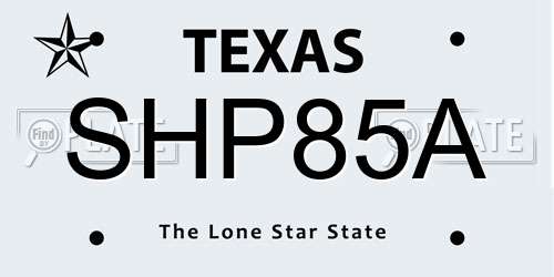 SHP85A Texas License Plate