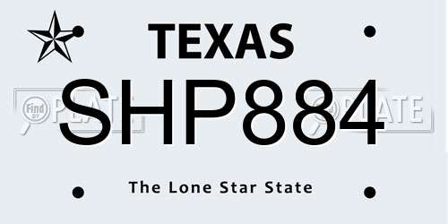 SHP884 Texas License Plate