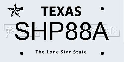 SHP88A Texas License Plate