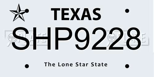 SHP9228 Texas License Plate