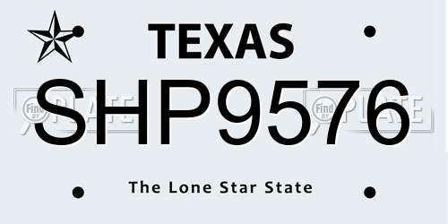 SHP9576 Texas License Plate