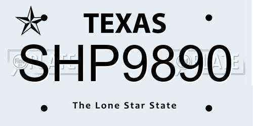 SHP9890 Texas License Plate