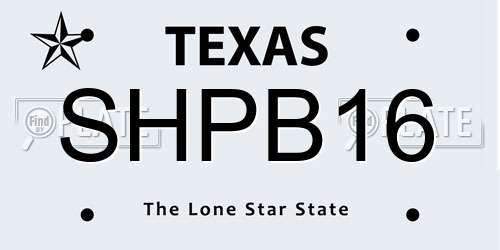SHPB16 Texas License Plate