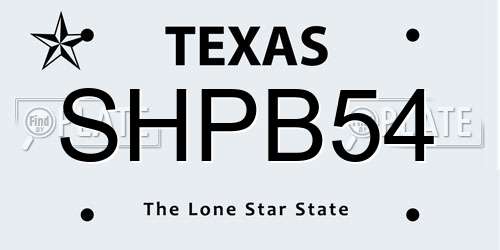 SHPB54 Texas License Plate