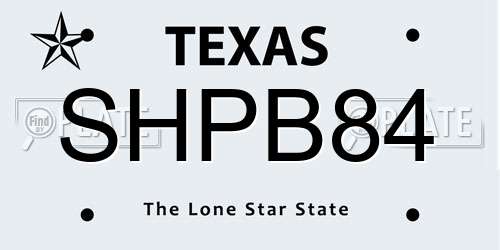 SHPB84 Texas License Plate