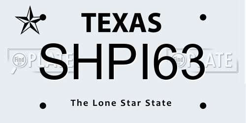 SHPI63 Texas License Plate