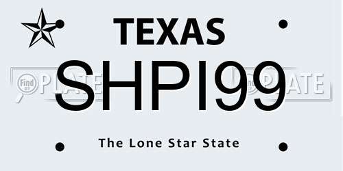 SHPI99 Texas License Plate
