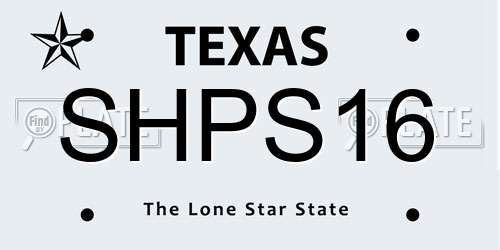 SHPS16 Texas License Plate