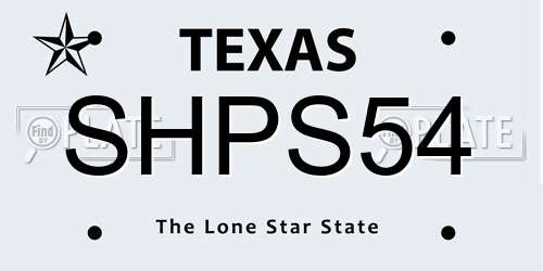 SHPS54 Texas License Plate