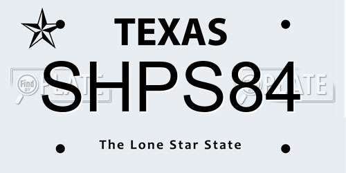 SHPS84 Texas License Plate