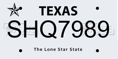 SHQ7989 Texas License Plate