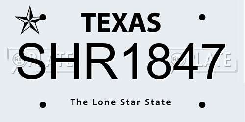 SHR1847 Texas License Plate