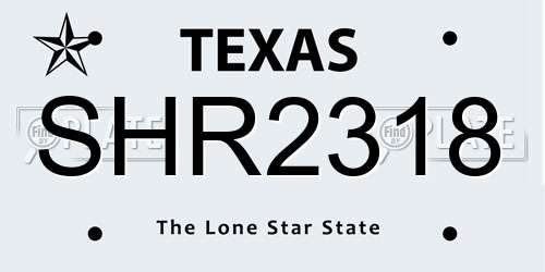 SHR2318 Texas License Plate