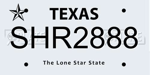 SHR2888 Texas License Plate