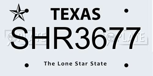 SHR3677 Texas License Plate