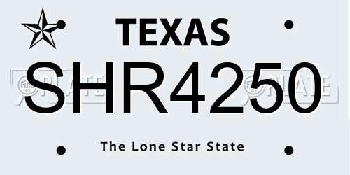 SHR4250 Texas License Plate