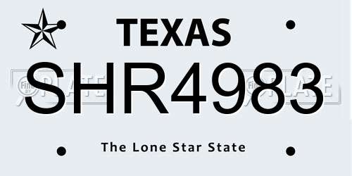 SHR4983 Texas License Plate