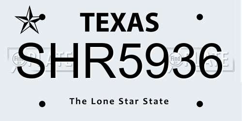 SHR5936 Texas License Plate