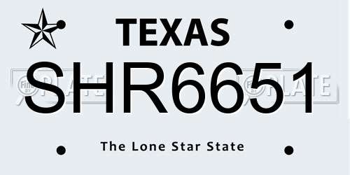 SHR6651 Texas License Plate