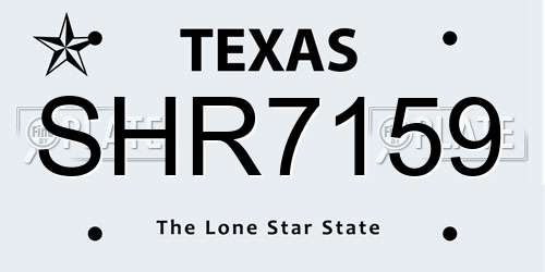 SHR7159 Texas License Plate