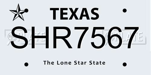 SHR7567 Texas License Plate