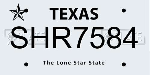 SHR7584 Texas License Plate