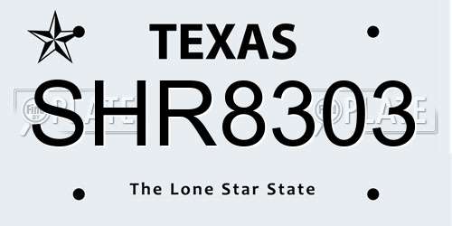 SHR8303 Texas License Plate
