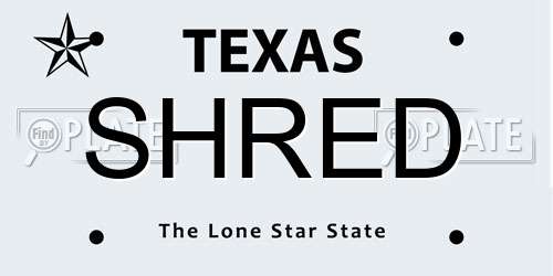 SHRED Texas License Plate