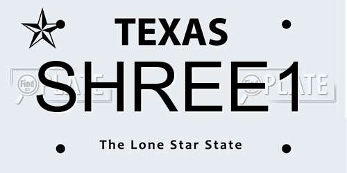 SHREE1 Texas License Plate