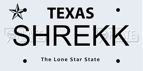 SHREKK Texas License Plate