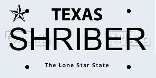 SHRIBER Texas License Plate