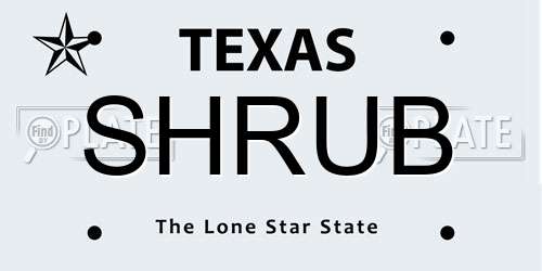 SHRUB Texas License Plate