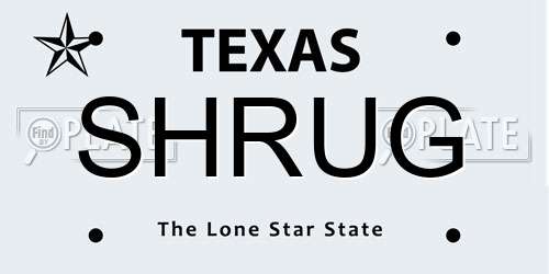 SHRUG Texas License Plate