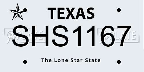 SHS1167 Texas License Plate
