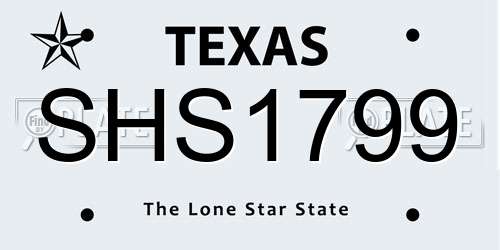 SHS1799 Texas License Plate