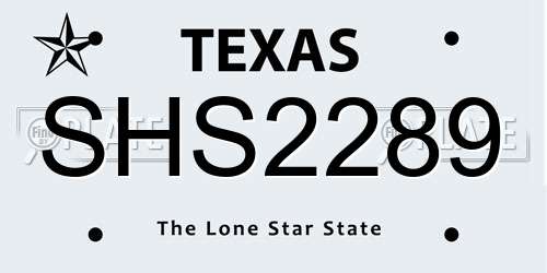 SHS2289 Texas License Plate