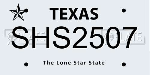 SHS2507 Texas License Plate