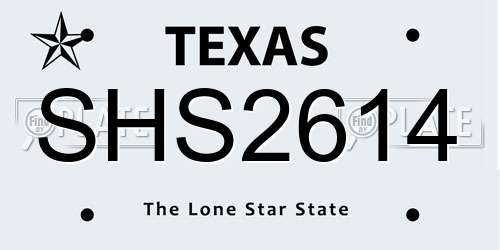 SHS2614 Texas License Plate