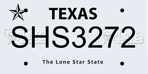 SHS3272 Texas License Plate