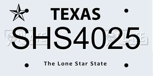 SHS4025 Texas License Plate