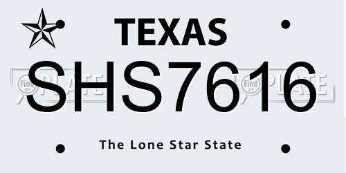SHS7616 Texas License Plate